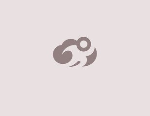 Obraz premium Creative cloud logo icon and running man