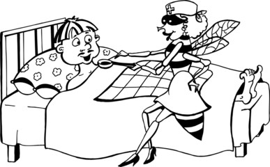 caricature. bee. beekeeping. illustration 012