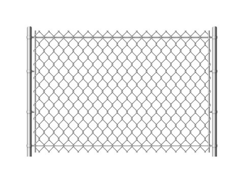 Chain link fence. Realistic metal mesh fences wire construction steel security wall industrial border metallic texture, vector pattern
