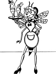 caricature. bee. beekeeping. illustration 030