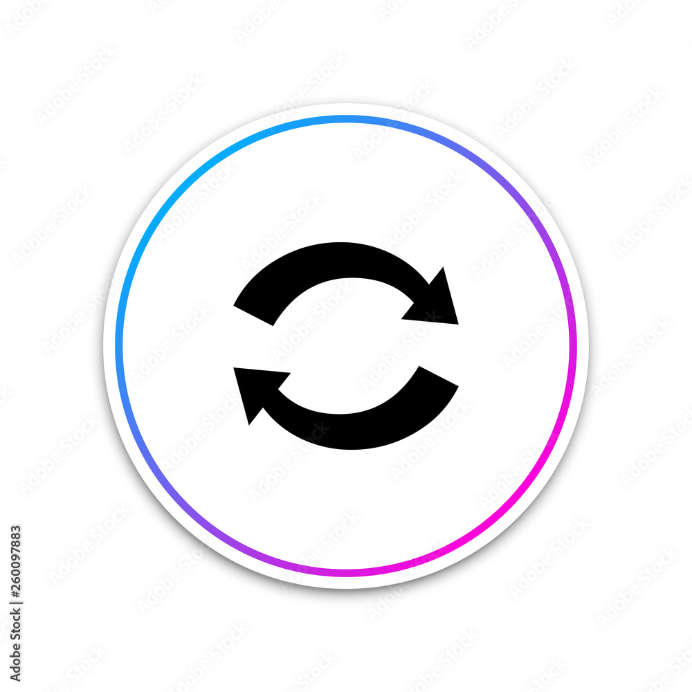 Poster refresh icon isolated on white background. reload symbol. rotation arrows in a circle sign. circle w