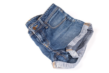 Blue, torn Jeans shorts isolated