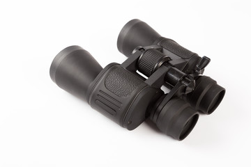 Black binoculars isolated on white background