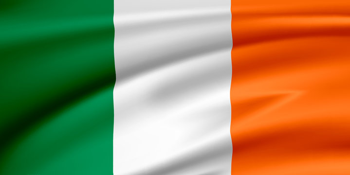 Flag Ireland.  Smooth illustration of  close-up.