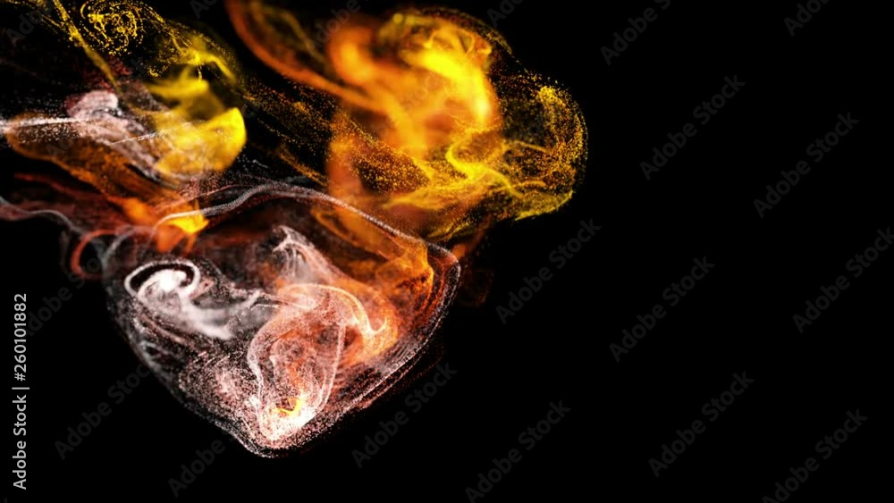 Poster 4k glow particles move in a stream of liquid in front of the camera in slow motion. 3d ink effect fo