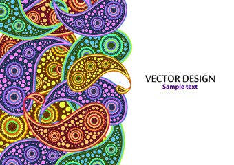 Vertical paisley pattern. Packing print. Floral ornament, for fabric, textile, cards, wrapping paper, wallpaper pattern. Ornamental border. Decorative motif. Vector illustration