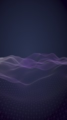 Abstract landscape on a blue background. Cyberspace grid. Hi-tech network. 3d technology illustration. 3D illustration