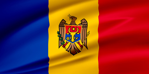 Flag Moldova, Republic of Moldova.  Smooth illustration of  close-up.