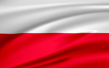 Flag Poland, Republic of Poland.  Smooth illustration of  close-up.