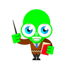 alien teacher vector illustration on white background