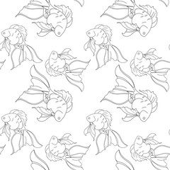 silhouette of fish on white background, seamless PATTERN, VECTOR ILLUSTRATION.