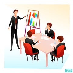 People sit at the table at the meeting.