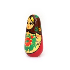 Traditional Russian wooden toy "Matryoshka" isolated on white background