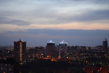 Fototapeta premium evening view of the city of Donetsk from a great height, 2011