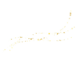 Flying gold star sparkle vector with white background.