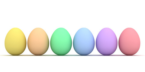 Colorful Easter eggs isolated over white background with shadow 3D rendering