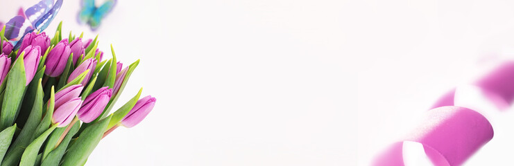 Bouquet of beautiful pink tulips