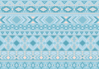 Ikat pattern tribal ethnic motifs geometric seamless vector background. Cool ikat tribal motifs clothing fabric textile print traditional design with triangle and rhombus shapes.
