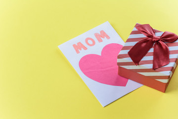 Mother's day card with gift box.