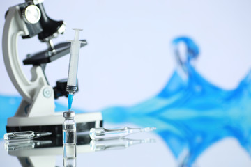 Seasonal vaccination. Medical equipment on a table.