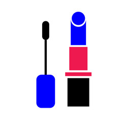lipstick mascara flat illustration