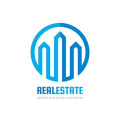 Real estate corporate business - concept logo template vector illustration. Abstract shape creative sign. Progress success development icon. Bank finance economic. Graphic design element.