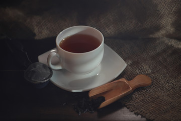 Brewed tea on a serving table