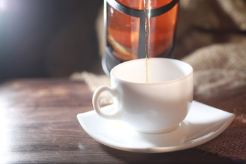 Brewed tea on a serving table