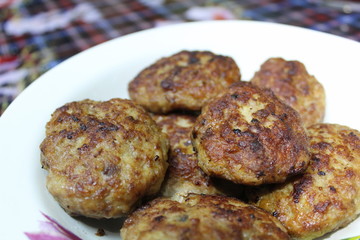meat cutlets,fried on a plate