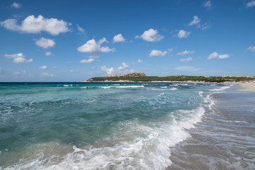 Panorama of the Rena di Ponente beach in Sardinia