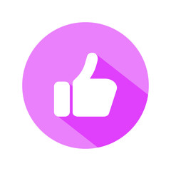 Thumbs up and heart icon on a white background. Modern flat style vector illustration.