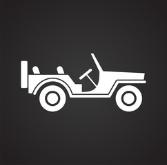 Military vehicle icon on background for graphic and web design. Simple vector sign. Internet concept symbol for website button or mobile app.