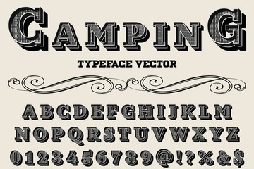 Font alphabet Script Typeface handcrafted handwritten vector label design old style.Shadow Effect.vintage Hand Drawn.Retro Typography.Vector Illustration.