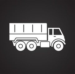 Military vehicle icon on background for graphic and web design. Simple vector sign. Internet concept symbol for website button or mobile app.