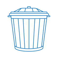  Trash can. Blue icon in linear style. Vector illustration.