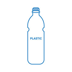  Plastic bottle. Blue icon in linear style. Vector illustration.