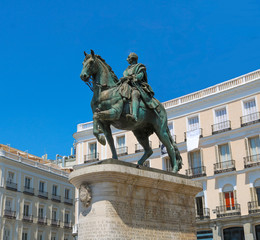 Statue of Carlos the third in puerta del sol, Madrid.