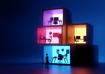 Stacked Glowing business Office Workplaces
