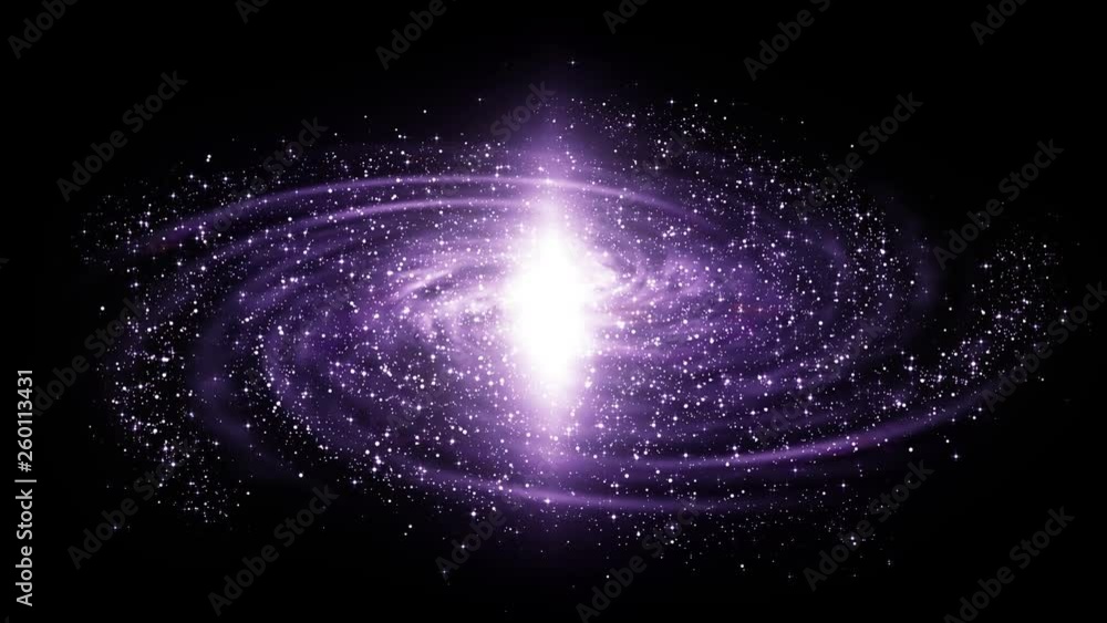 Wall mural animation of rotating spiral galaxy in deep space with stars and nebula.