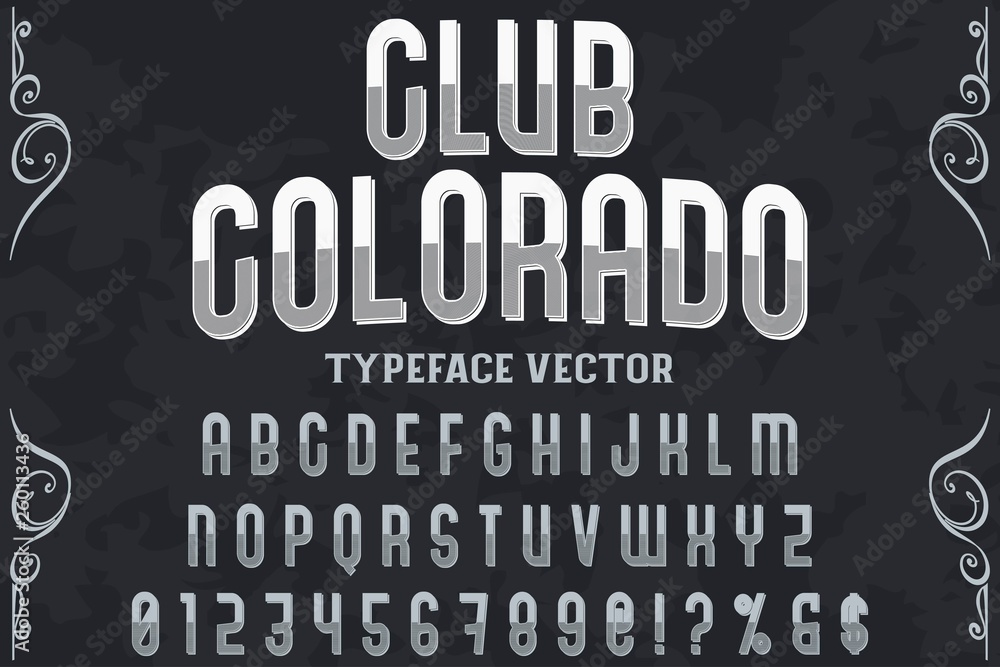 Poster font alphabet script typeface handcrafted handwritten vector label design old style.shadow effect.vi