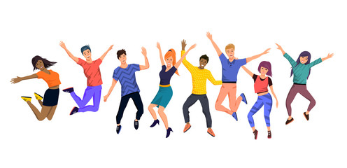 A Collection of Happy Jumping Young People