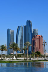 Fototapeta na wymiar United Arab Emirates. Abu Dhabi skyscrapers in sunny day