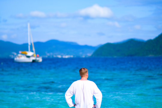 the guy is back on the beach