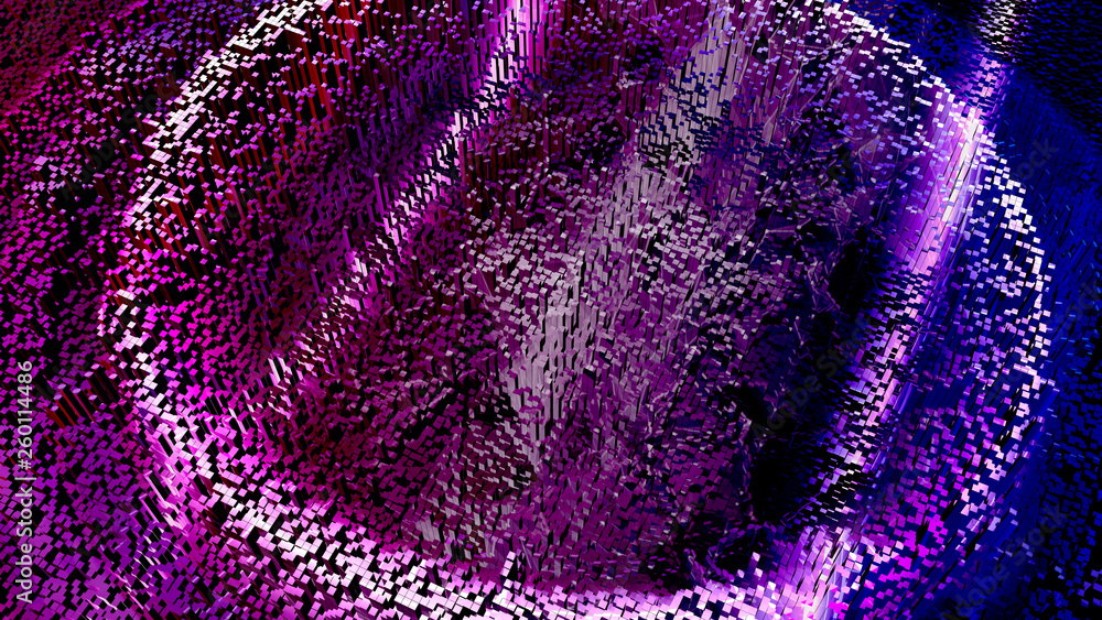 Poster technique cubic art, pixel art. colorful abstract circle 3d extrude background design texture. 3d re