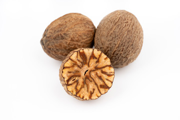 nutmeg on white background