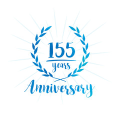 155 years anniversary celebration logo. Anniversary watercolor design template. Vector and illustration.