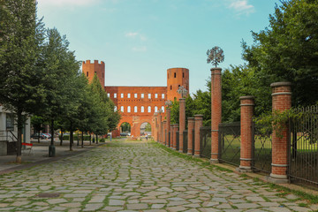 Palatine Towers, or Porta Palatina in Turin, Italy. Taken in July 2018