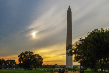 washington monument sunset