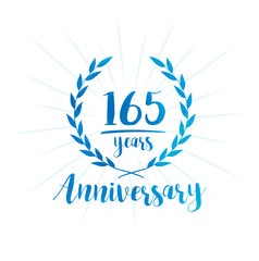 165 years anniversary celebration logo. Anniversary watercolor design template. Vector and illustration.