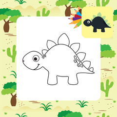 Cute cartoon dino coloring page